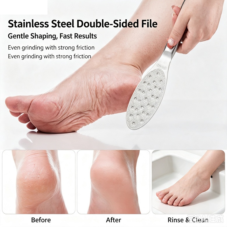 stainless steel double-sided foot planing file, thickened anti slip foot trimming knife